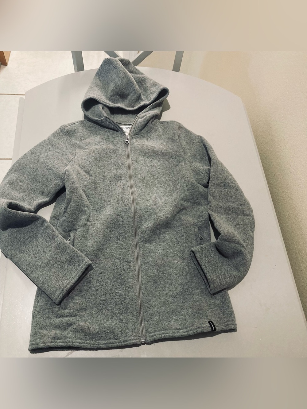 Duckworth Woman’s Merino Wool Hooded Zip-Front Utility Jacket - Gray